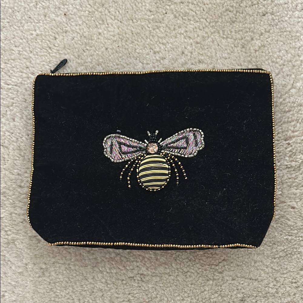 Black Beaded Bee Clutch